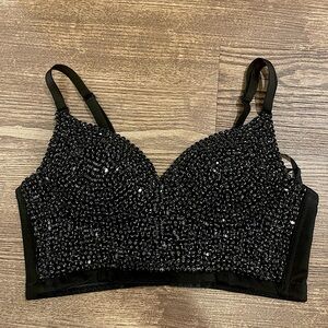 Black Rhinestone Bustier Top XS/32B